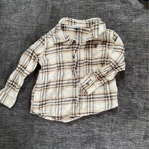 Old Navy Kids Plaid Shirt in Cream and Black